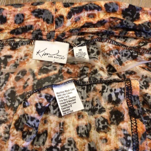 NWOT Kim Roger’s Womens Leopard Print 3/4 Sleeve Open Front Cardigan Size 1X - Picture 4 of 5